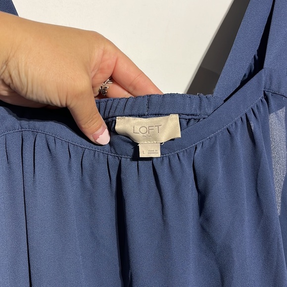 LOFT Outlet Blue Flutter Sleeve Sleeveless Square Neck Tank Top Size Large - Picture 4 of 8